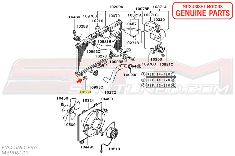 MB906101 Mitsubishi Lower Radiator Support Insulator - 2G DSM & Evo 4/5/6