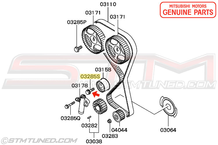 MD326727 Mitsubishi Timing Belt Tensioner Pulley Bolt - Evo 4-9