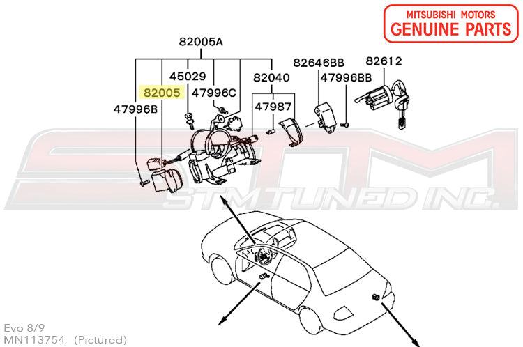 MN113754 Mitsubishi Ignition Starter Switch - Evo 7/8/9/X