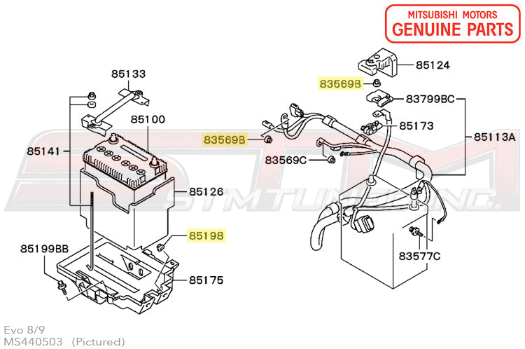 MS440503 Mitsubishi Battery Tray and Wiring Nut - Evo 7/8/9