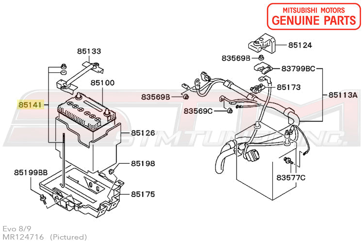 Mitsubishi Battery Tie Down Rod - Evo 7/8/9