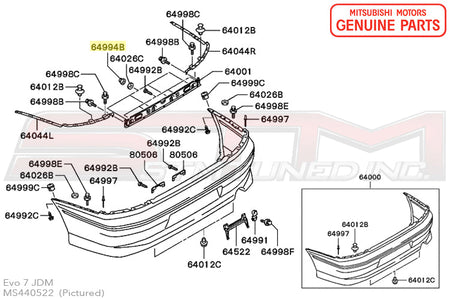 MS440522 Mitsubishi Rear Bumper License Plate Bracket Nut - Evo 7/8/9