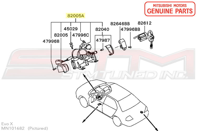 MN101682 Mitsubishi Ignition Key Ring Light & Switch - Evo 8/9