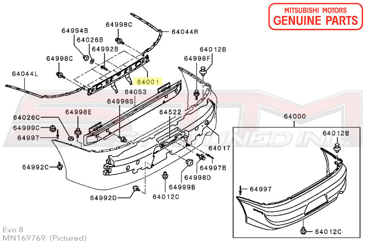 Mitsubishi Rear Bumper License Plate Bracket - Evo 8/9 USDM