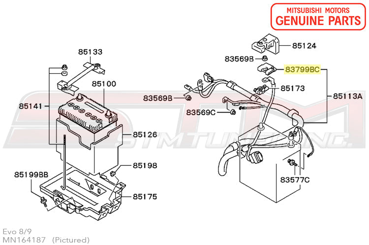 MN164187 Mitsubishi Positive Battery Fusible Link for NON-ACD - Evo 8/9