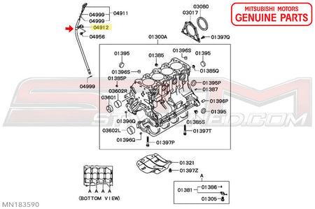 MN183590 Mitsubishi Engine Oil Dipstick Guide Tube - Evo 4-9