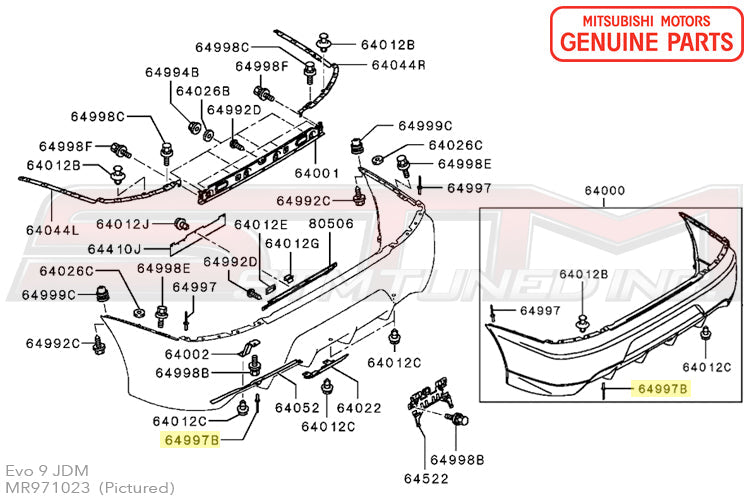 Mitsubishi Bumper Rivet (Black) - Evo 8/9