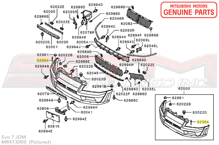 Mitsubishi Bumper Rivet (Silver) - Evo 7/8/9