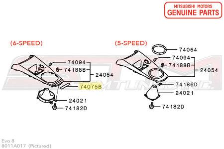8011A017 Mitsubishi Console Badge MR - Evo 7/8/9