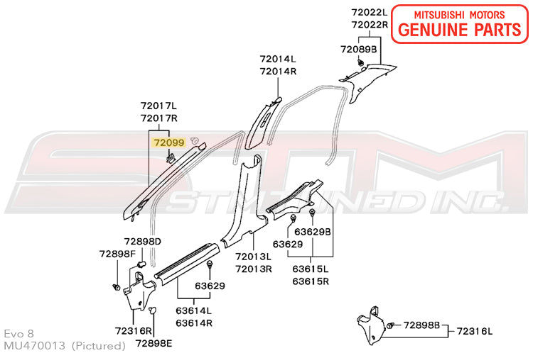 Mitsubishi A-Pillar Trim Clip - Evo 7/8/9
