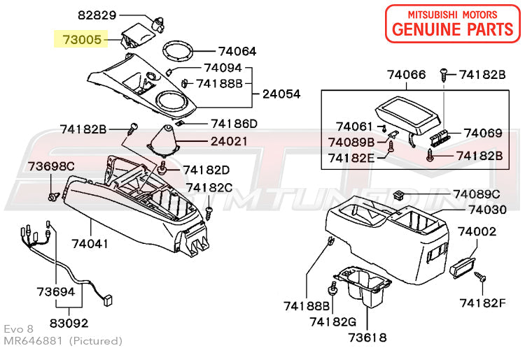 MR646881 Mitsubishi Ashtray - Evo 8/9