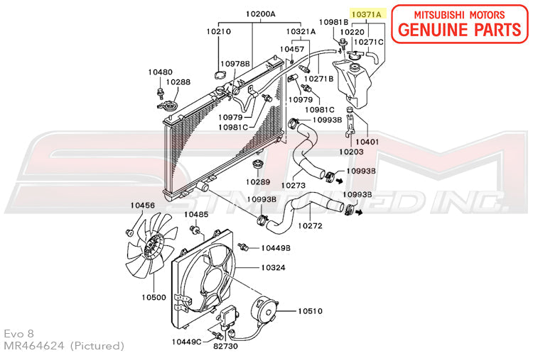 MR464624 Mitsubishi Coolant Overflow Tank - Evo 7/8/9