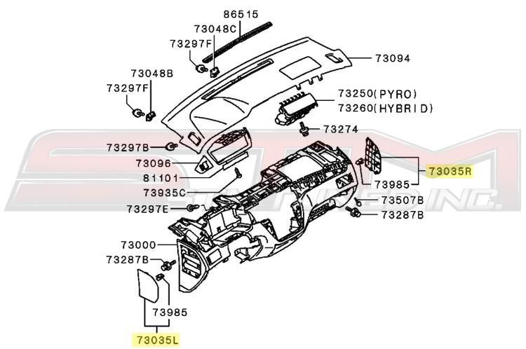 Mitsubishi Dash Panel Side Covers - Evo 7/8/9