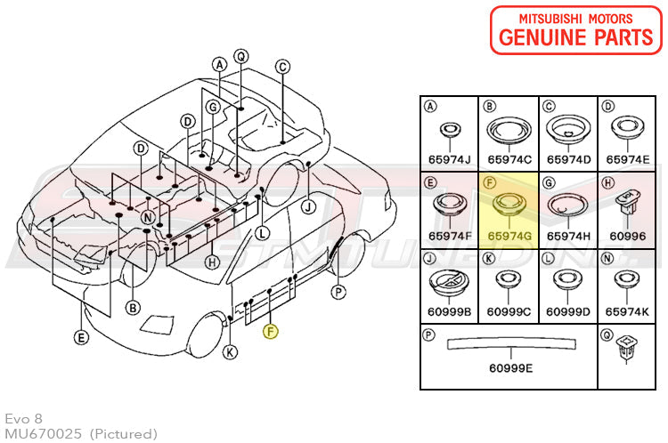 MU670025 Mitsubishi Floor Grommet (F) - Evo 7/8/9