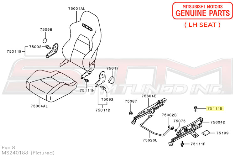 Mitsubishi Front Seat Bracket Bolt - Evo 7/8/9