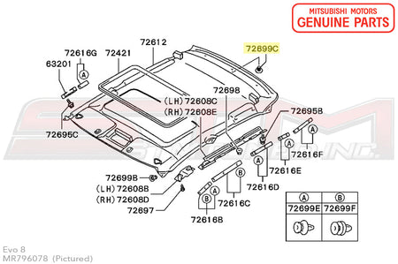 MR796078 Mitsubishi Headliner Push Clip - Evo 7/8/9