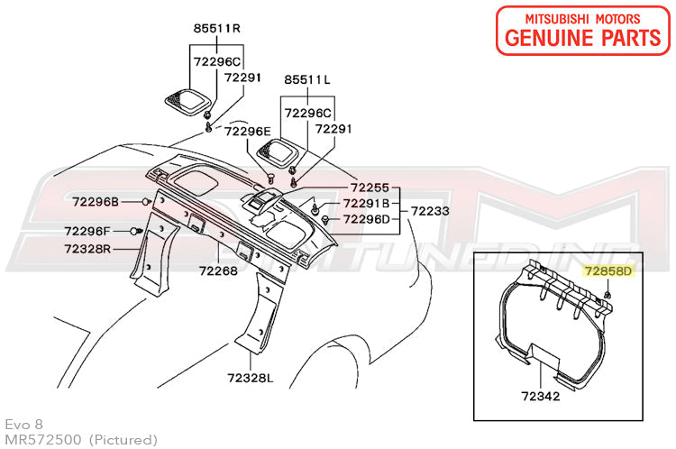 MR572500 Mitsubishi Trunk Push Clip - Evo 7/8/9