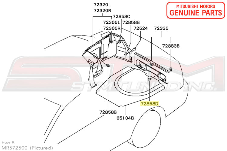 MR572500 Mitsubishi Trunk Push Clip - Evo 7/8/9