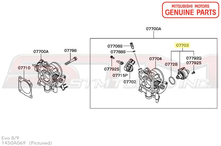 1450A069 Mitsubishi Idle Air Control Motor - Evo 7/8/9