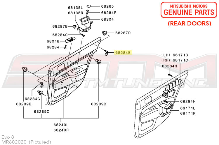 MR602020 Mitsubishi Door Screw with Cap - Evo 7/8/9