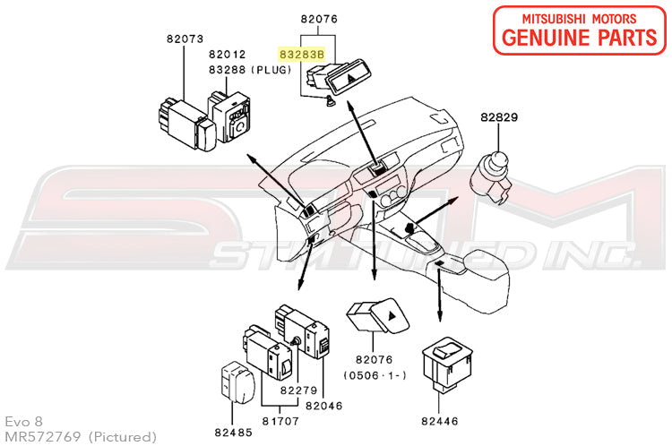 MR572769 Mitsubishi Hazard Switch Light Bulb - Evo 7/8/9