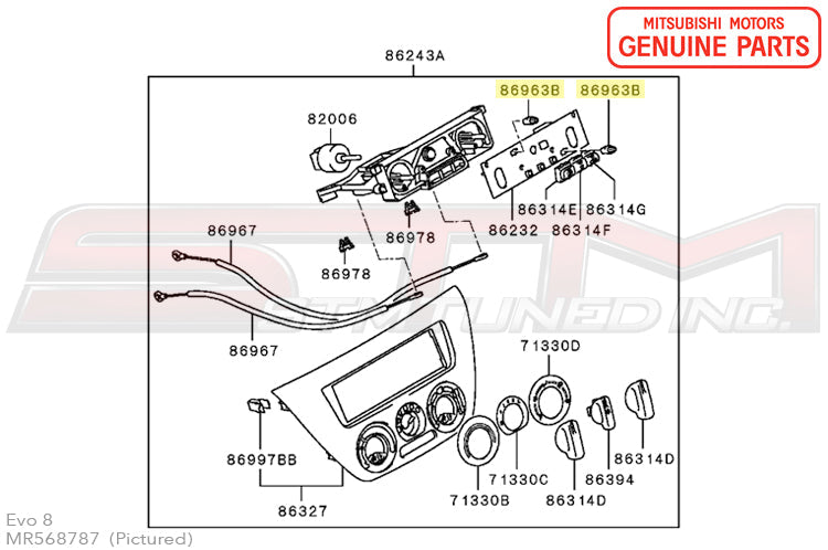 MR568787 Mitsubishi HVAC Heater Control Light Bulb - Evo 8/9