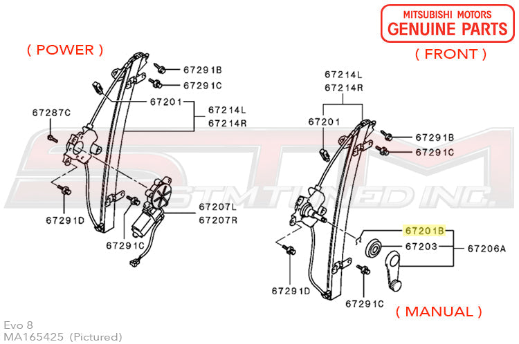 MA165425 Mitsubishi Manual RS Window Regulator Clip - Evo 8/9