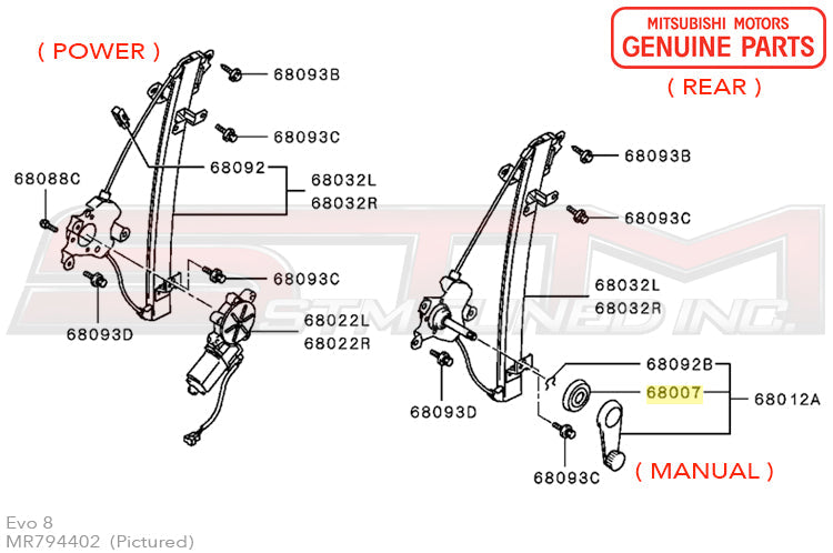 MR794402 Mitsubishi Manual RS Window Handle Escutcheon - Evo 8/9