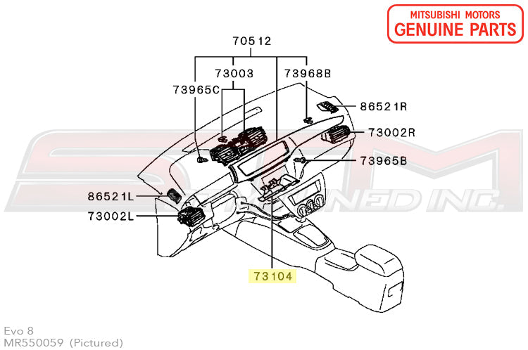 MR550059 Mitsubishi Dash Panel ECU Cover - Evo 8/9