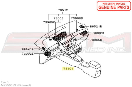 MR550059 Mitsubishi Dash Panel ECU Cover - Evo 8/9