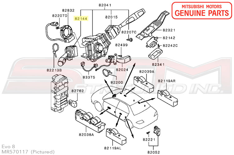 MR570117 Mitsubishi Turn Signal/Headlamp Lever - Evo 8/9