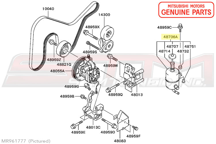MR961777 Power Steering Reservoir - Evo 8/9 OEM Mitsubishi 48736A