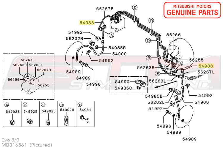 MB316561 Mitsubishi Brake Fluid Line Grommet - Evo 7/8/9