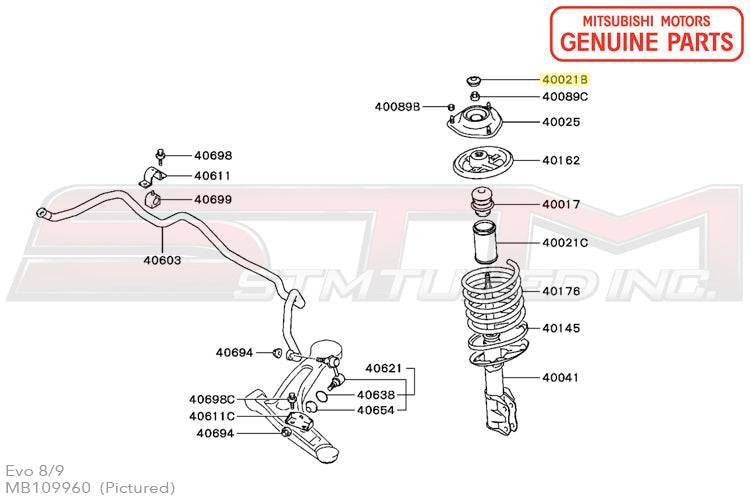 MB109960 Mitsubishi Front Suspension Strut Cover - Evo 7/8/9/X