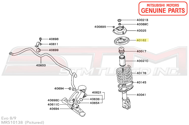 MR510138 Mitsubishi Front Suspension Upper Seat - Evo 7/8/9
