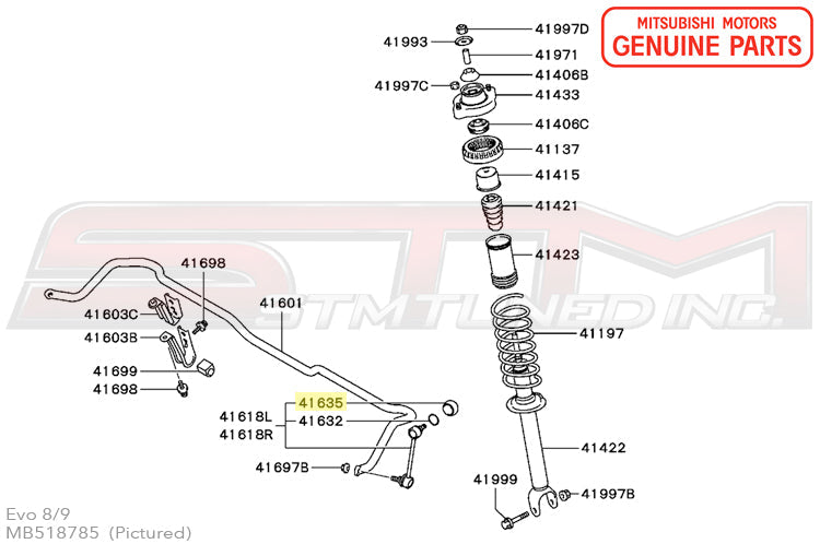 MB518785 Mitsubishi Rear Suspension Stabilizer Link Cover - Evo 7/8/9 / DSM / 3S