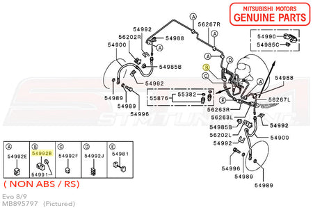 MB895797 Mitsubishi Brake Fluid Line Clip (B) - Evo 8/9