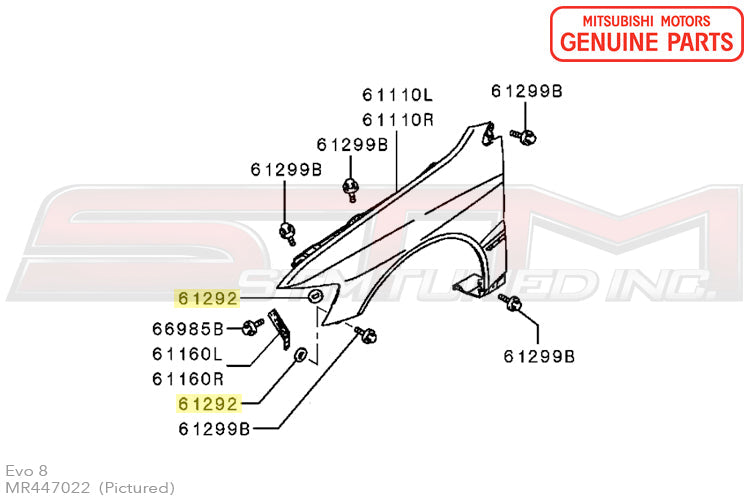 MR447022 Mitsubishi Sticky Fender Washer - Evo 7/8/9/X