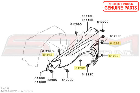 MR447022 Mitsubishi Sticky Fender Washer - Evo 7/8/9/X