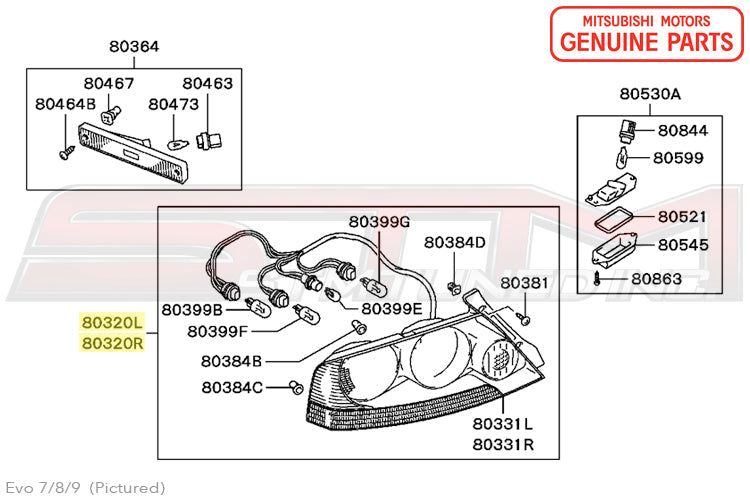 MN161201 MN161202 Mitsubishi Taillights - Evo 8 Clear USDM