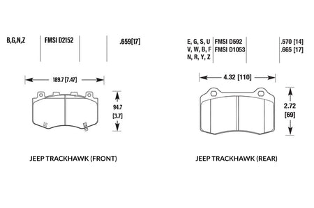 Hawk PC Brake Pads Jeep Trackhawk HB913Z.659 HB194Z.570