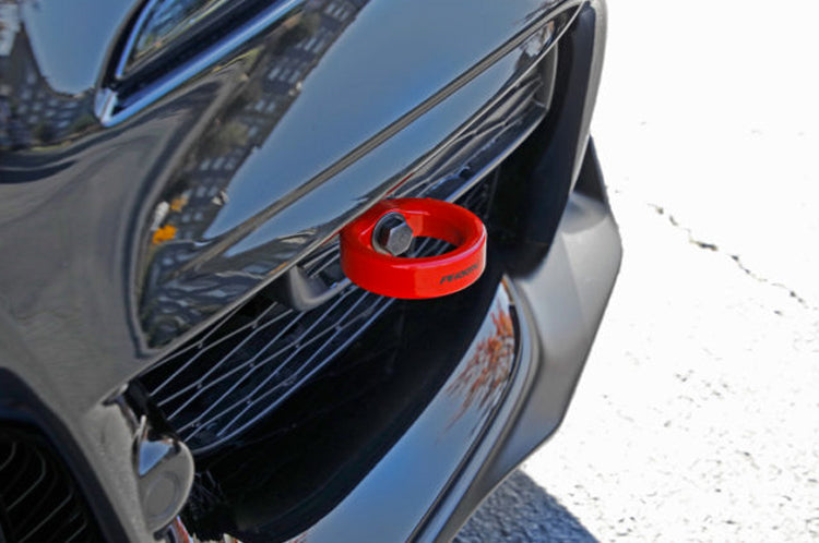 Red Perrin Show Tow Hook for 2020 Supra Installed