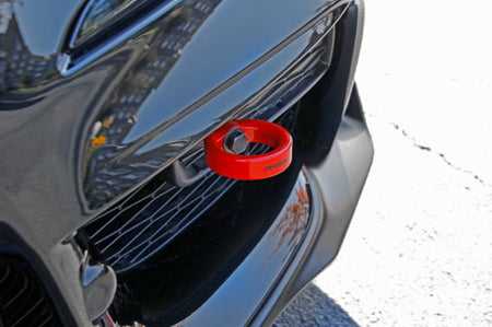 Red Perrin Show Tow Hook for 2020 Supra Installed