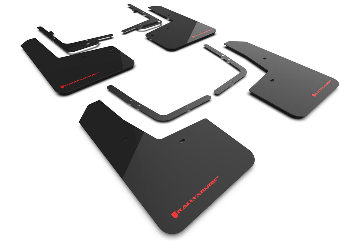 Rally Armor Mud Flaps for 2021+ Ford Raptor (MF73-UR-BLK-RD) Black with red logo