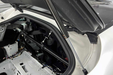 Rexpeed Carbon Fiber Rear Trunk Gas Strut Dampers for 2020+ Supra installed