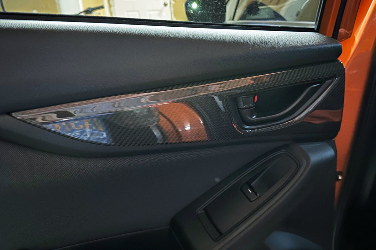 Rexpeed Dry Carbon Interior Door Handle Trim Cover 4 Piece Set for VB 2022+ Subaru WRX (G99) installed