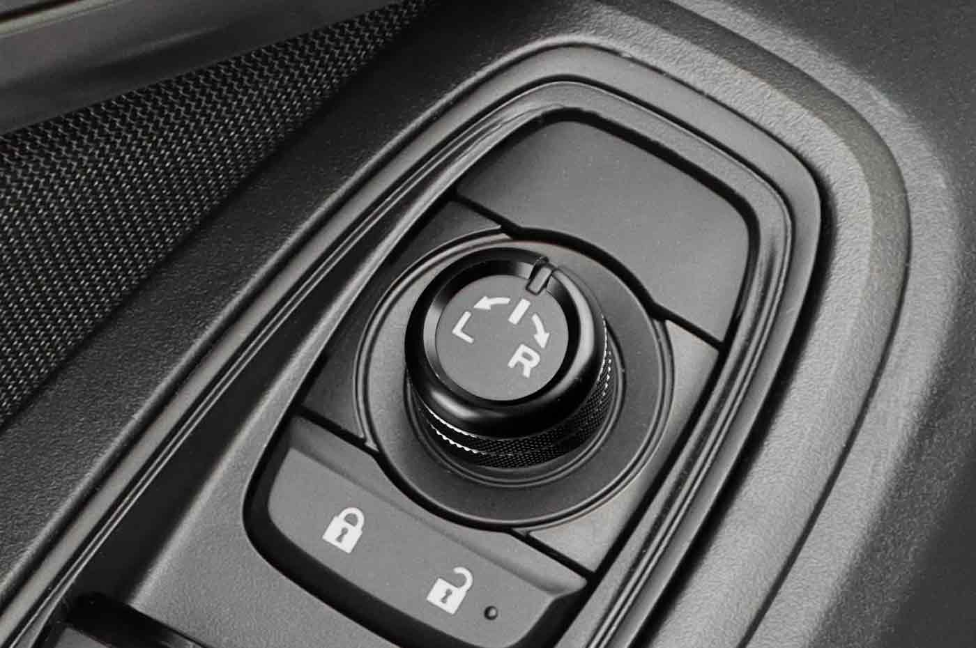 Rexpeed Aluminum Alloy Screen & Mirror Knobs for VB 2022+ Subaru WRX (G161) black anodized installed on mirror knob control