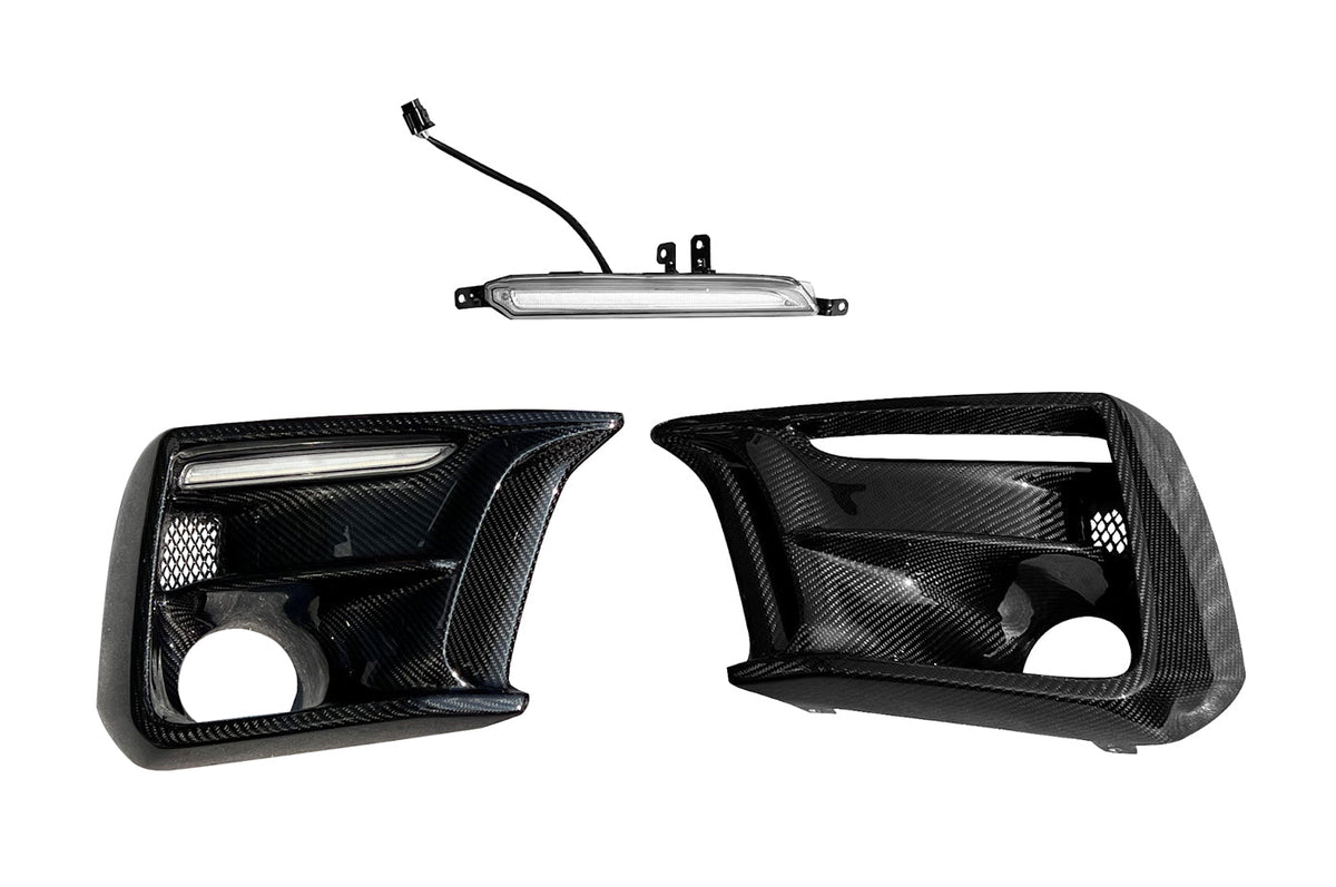 Rexpeed Carbon Fiber Fog Light Bezel for 2018-2021 WRX and STi (G88) with installation wiring kit
