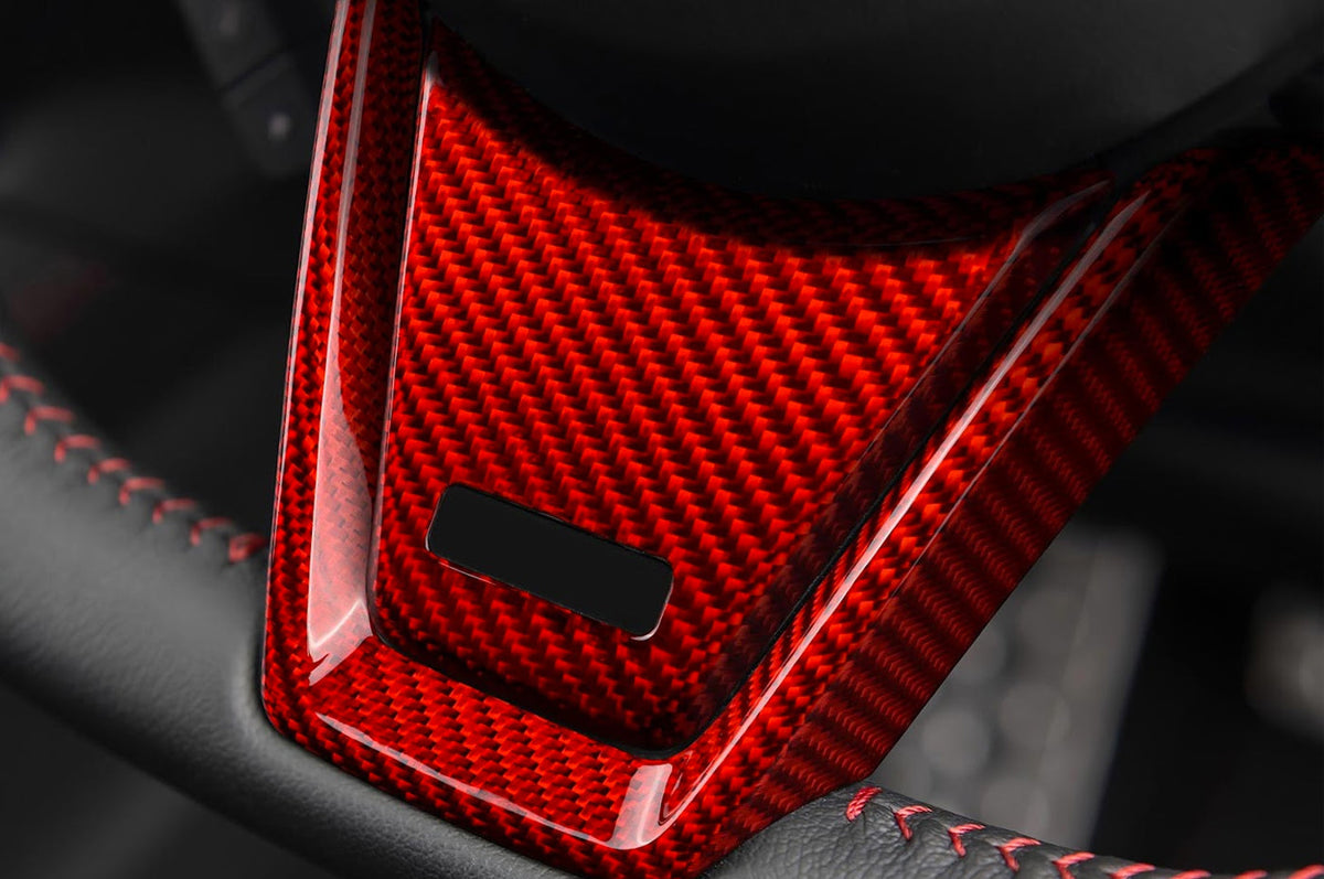 Rexpeed Carbon Fiber Steering Wheel Cover for VB 2022+ WRX (G160R) red carbon installed