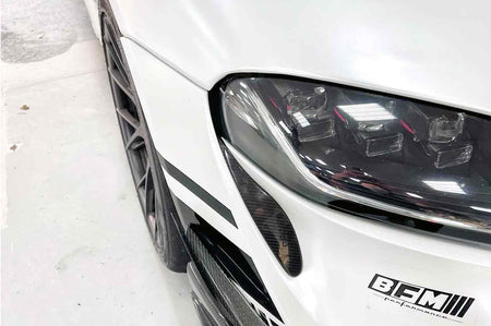 Rexpeed Dry Carbon Fiber Front Side Water Drop Garnish Covers for MKV Supra GR (TS129) installed on Toyota Supra